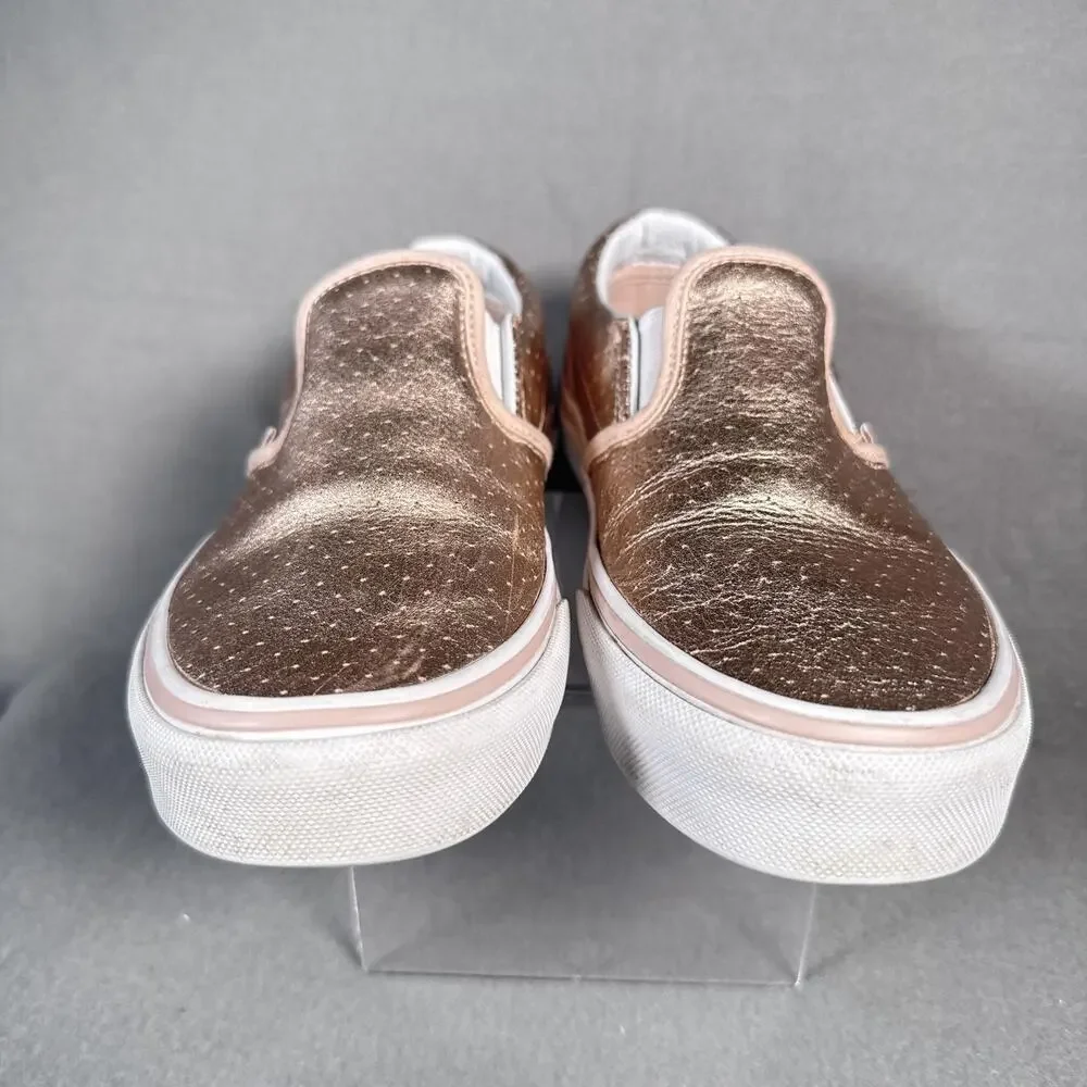 Vans Slip-On Shoes Womens Size 5.0 Metallic‎ Leather Low Top Skate EUR 36.5